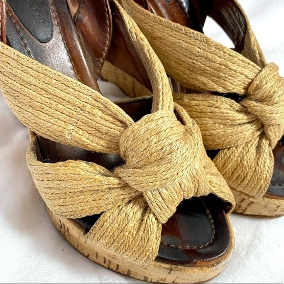 Dolce & Gabbana jute knot peep toe sling back wedges size 8.5 - Picture 8 of 16